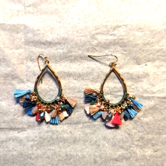 Style & Co. Jewelry - Style & Co. Mixed Bead and Tassel Open Pear-Shape Drop Earrings NWT